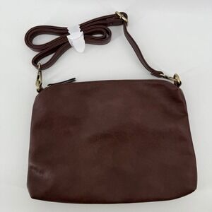 Joy Susan Vegan Leather Crossbody Shoulder Bag Brown Boho Adjustable Strap EUC